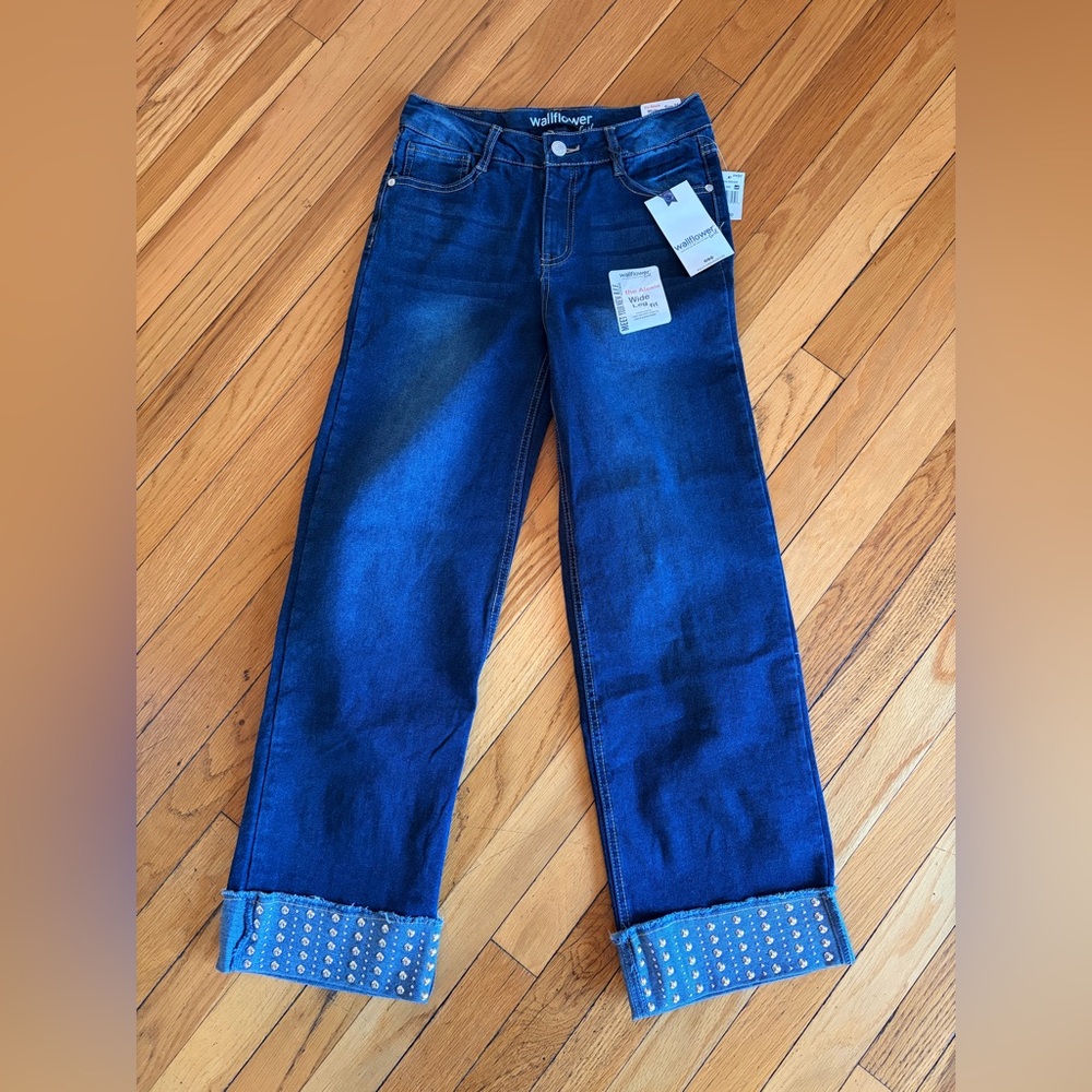 NEW Wallflower Alexis Wide Leg High Rise Blue Denim Jeans Sz 14 Cool/Comfy Trend